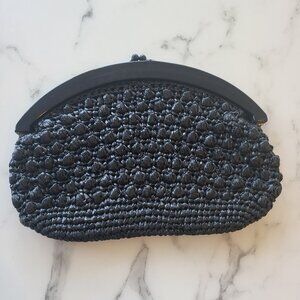 Women's Black Woven Clutch Purse